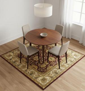 Maroon Red Floral Classic 8x8 Agra Jaipur Oriental Square Rug
