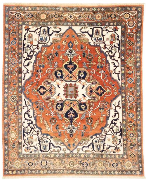 8'0 X 10'0 Indo Heriz Hand Knotted Floral Wool Rug