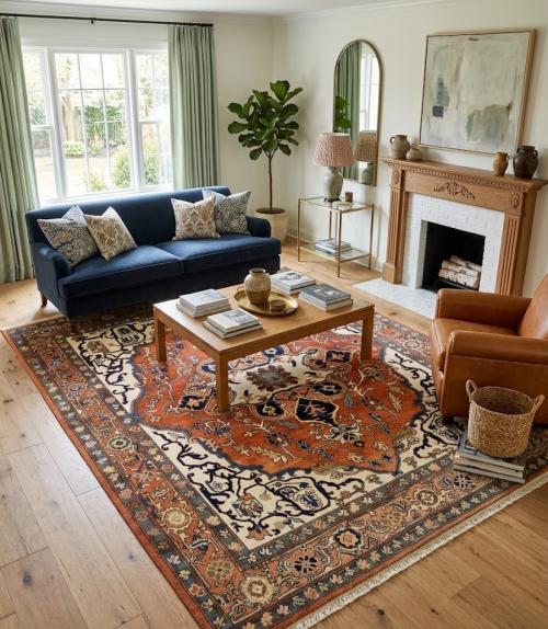 8'0 X 10'0 Indo Heriz Hand Knotted Floral Wool Rug