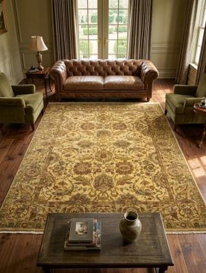 9'0 x 11'6 Hand Knotted Floral Agra Oriental Wool Rug