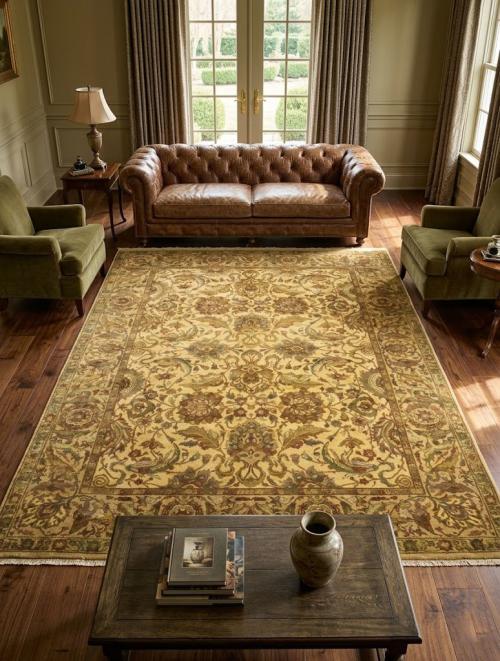 9'0 x 11'6 Hand Knotted Floral Agra Oriental Wool Rug