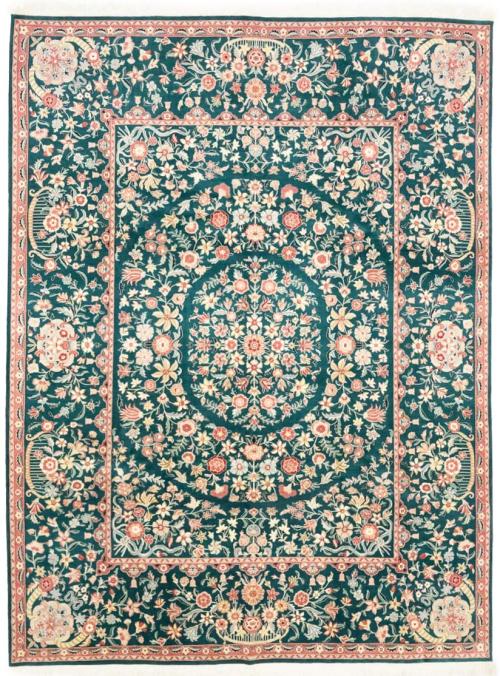 9'0 x 12'0 Hand-Knotted Royal Floral Oriental Wool Rug