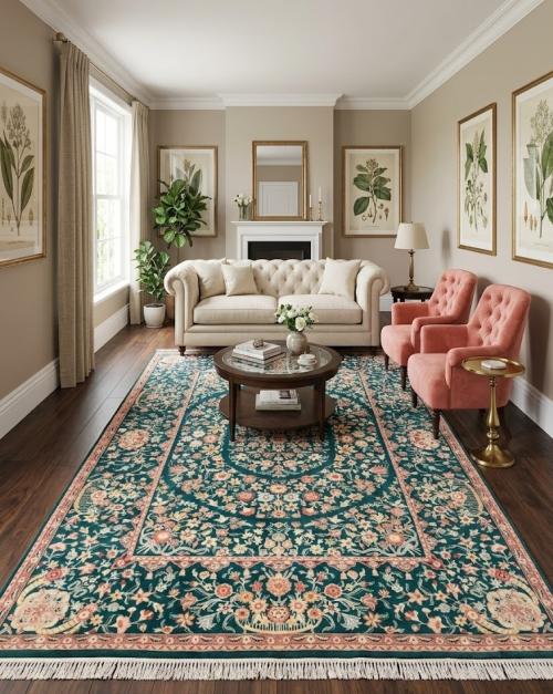 9'0 x 12'0 Hand-Knotted Royal Floral Oriental Wool Rug