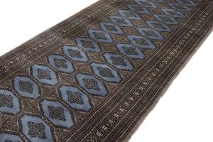 4'3 x 13'0 Hand Knotted Bokhora Oriental Wool Runner Rug