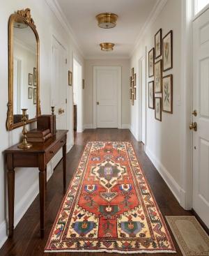 Vintage Muted Floral Traditional 4'10X9'6 Hamedan Persian Rug