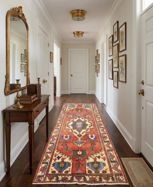 Vintage Muted Floral Traditional 4'10X9'6 Hamedan Persian Rug