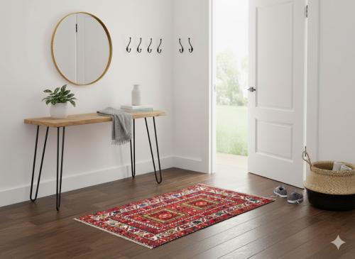 1'9 X 3'6 Hand Knotted Heriz Tribal Persian Wool Rug