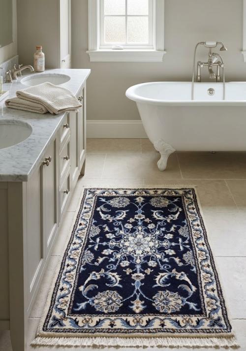 Vintage Purple-navy Classic 2X3 Traditional Nain Tabas Oriental Rug