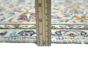 Vintage Cream Floral Traditional 6'4 X 9'7 Kashan Persian Rug