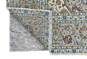 Vintage Cream Floral Traditional 6'4 X 9'7 Kashan Persian Rug