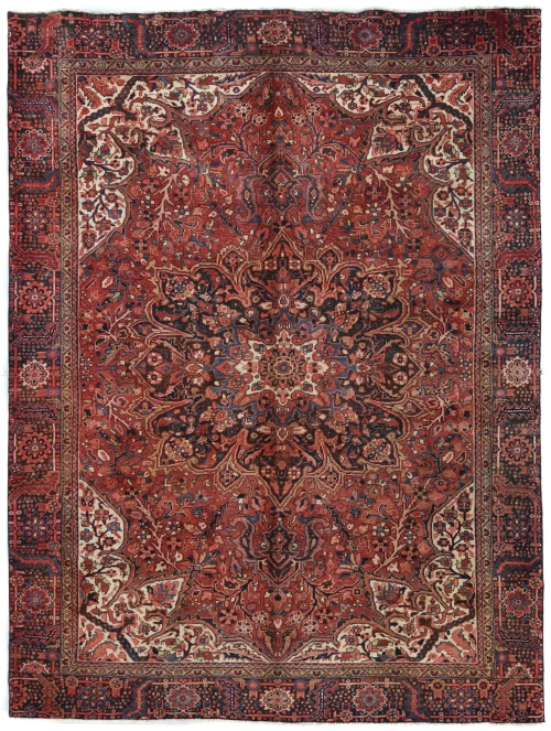 Semi Antique Red Traditional Floral 10X13 Heriz Persian Rug