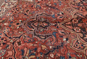 Semi Antique Red Traditional Floral 10X13 Heriz Persian Rug