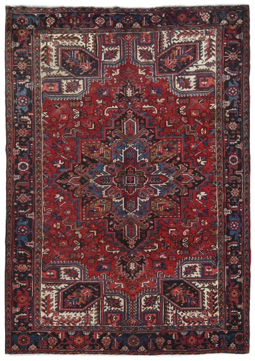 Vintage Red Floral 7X10 Heriz Persian Rug