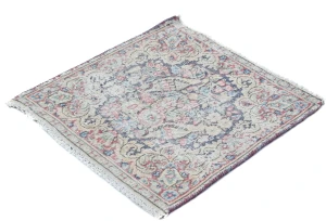 Semi Antique Muted Floral 1'7X1'8 Distressed Oriental Square Rug