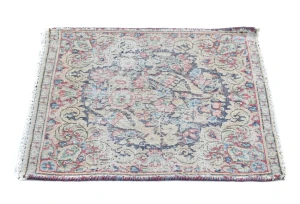 Semi Antique Muted Floral 1'7X1'8 Distressed Oriental Square Rug