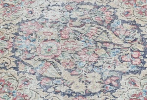 Semi Antique Muted Floral 1'7X1'8 Distressed Oriental Square Rug