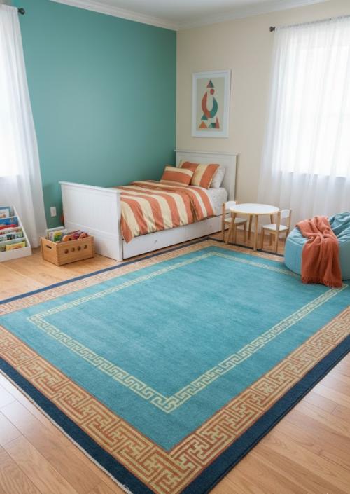 Blue Bordered Modern 6X9 Kazak Pakistan Rug