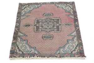 Semi Antique Muted Floral 1'8X2'3 Distressed Oriental Square Rug