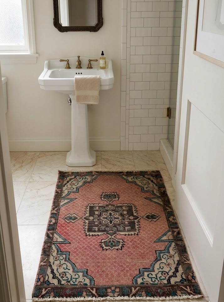 1'8 X 2'3 Hand Knotted Semi Antique Muted Floral Wool Square Rug - Image 2