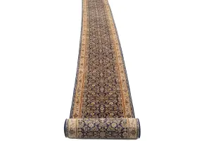 2'5 x 22'5 Handmade Herati Floral Oriental Wool Runner Rug