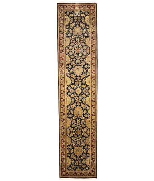 2'7 X 11'6 Agra Jaipur charcoal Hand Knotted Wool Runner Rug