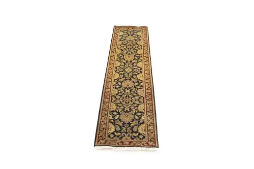 2'7 X 11'6 Agra Jaipur charcoal Hand Knotted Wool Runner Rug