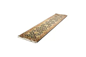 2'7 X 11'6 Agra Jaipur charcoal Hand Knotted Wool Runner Rug