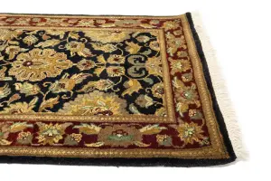 2'7 X 11'6 Agra Jaipur charcoal Hand Knotted Wool Runner Rug