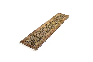 2'7 X 11'6 Agra Jaipur charcoal Hand Knotted Wool Runner Rug