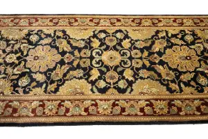 2'7 X 11'6 Agra Jaipur charcoal Hand Knotted Wool Runner Rug