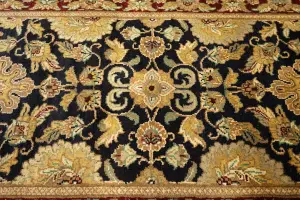 2'7 X 11'6 Agra Jaipur charcoal Hand Knotted Wool Runner Rug
