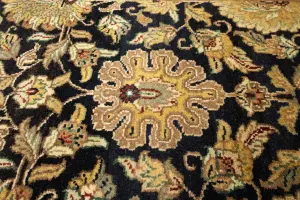 2'7 X 11'6 Agra Jaipur charcoal Hand Knotted Wool Runner Rug