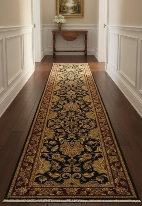 2'7 X 11'6 Agra Jaipur charcoal Hand Knotted Wool Runner Rug