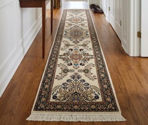 2'7 X 11'9 Hand Knotted Indo-Kashan Wool Runner Rug