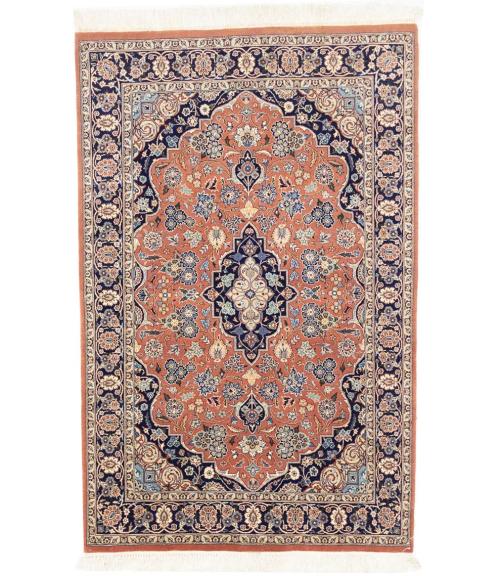 4'0 x 6'4 Hand Knotted Floral Traditional Oriental Wool Rug