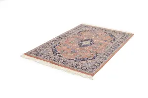 4'0 x 6'4 Hand Knotted Floral Traditional Oriental Wool Rug