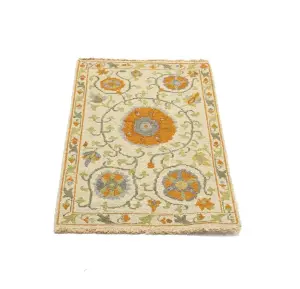 2x3 Hand Woven Sumak Floral Oriental Wool Rug