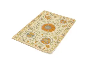 2x3 Hand Woven Sumak Floral Oriental Wool Rug