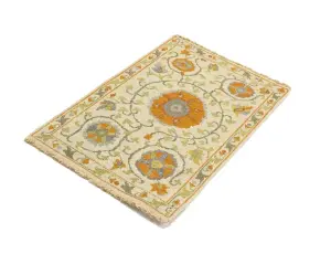 2x3 Hand Woven Sumak Floral Oriental Wool Rug