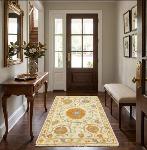 2x3 Hand Woven Sumak Floral Oriental Wool Rug