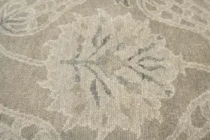 2'0 x 3'0 Hand Knotted Tan Modern Floral Oriental Wool Rug