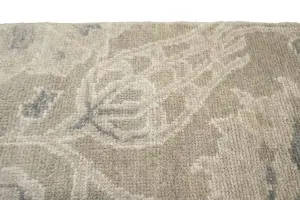 2'0 x 3'0 Hand Knotted Tan Modern Floral Oriental Wool Rug