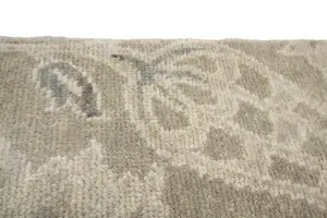 2'0 x 3'0 Hand Knotted Tan Modern Floral Oriental Wool Rug
