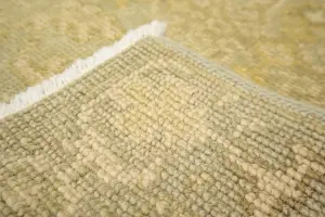 Muted Light Gray 2'0 x 2'10 Hand Knotted Floral Wool Rug