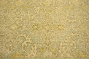 Muted Light Gray 2'0 x 2'10 Hand Knotted Floral Wool Rug