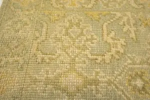 Muted Light Gray 2'0 x 2'10 Hand Knotted Floral Wool Rug