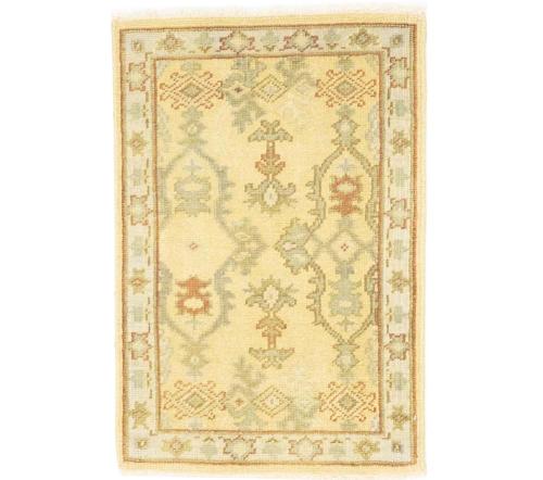 Hand Knotted 2'0 X 3'0 Muted Yellow Floral Oriental Wool Rug