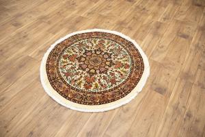 3'4 x 3'6 Hand Knotted Bidjar Floral Persian Wool Round Rug