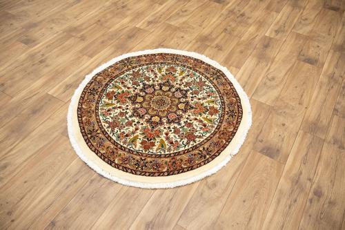 3'4 x 3'6 Hand Knotted Bidjar Floral Persian Wool Round Rug