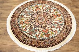 3'4 x 3'6 Hand Knotted Bidjar Floral Persian Wool Round Rug
